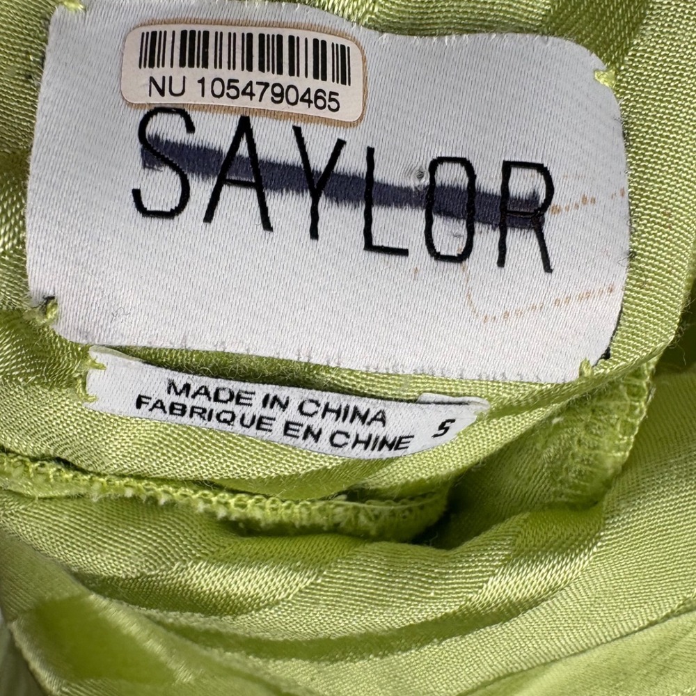 Saylor Connor Sage Green Zebra Jacquard Halter Midi Dress Side Slit Size S - Picture 6 of 6